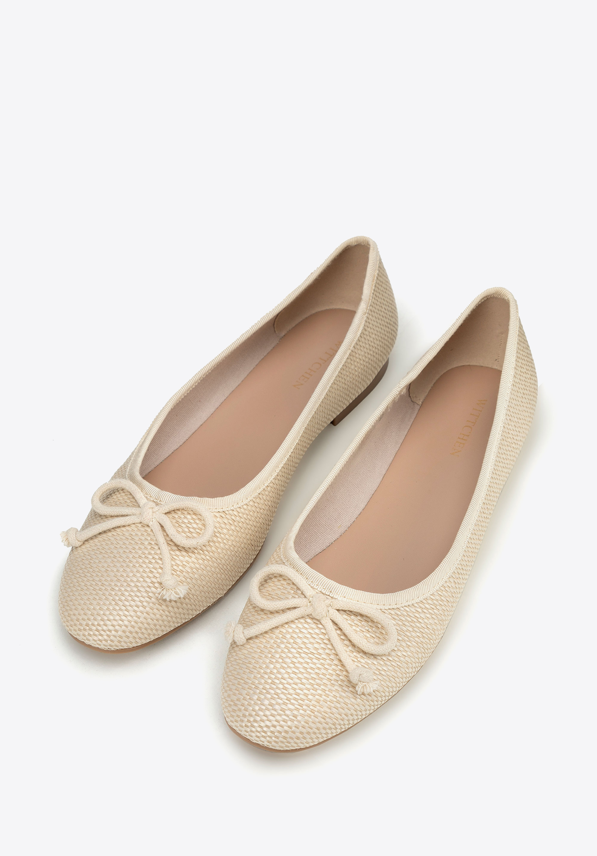 Strukturierte Ballerinas mit Schleifendetail, beige, 100-DP-403-9-39, Bild 1