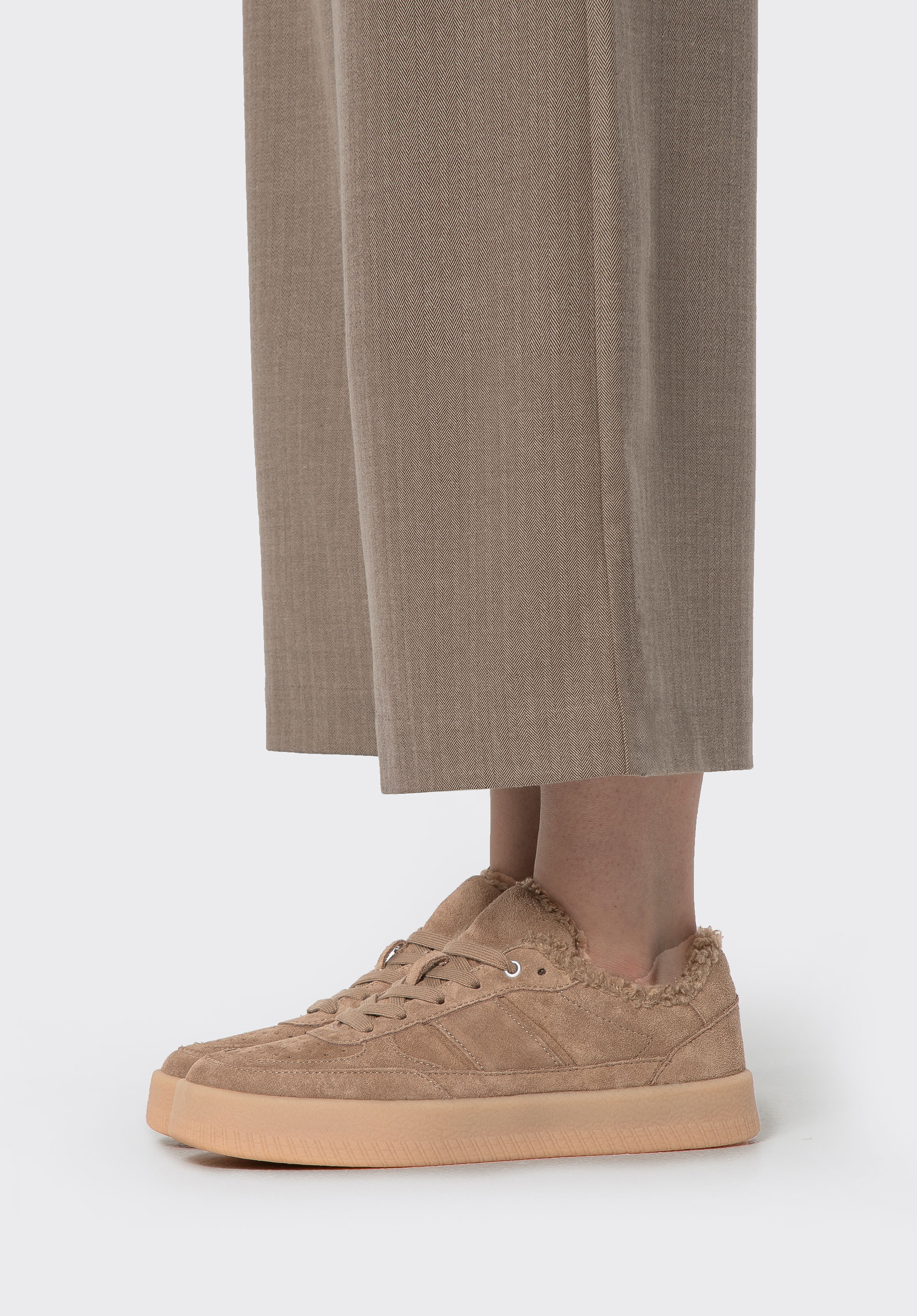 Suede Sneakers mit Fellfutter, beige, 102-D-360-9-40, Bild 1