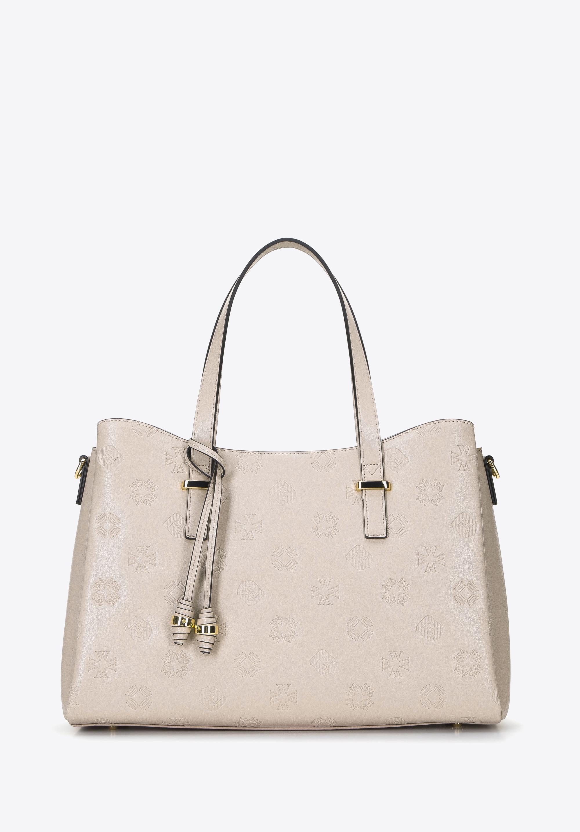 Köfferchen aus Leder mit Monogramm und dekorativen Quaste, beige, 96-4E-642-9, Bild 1
