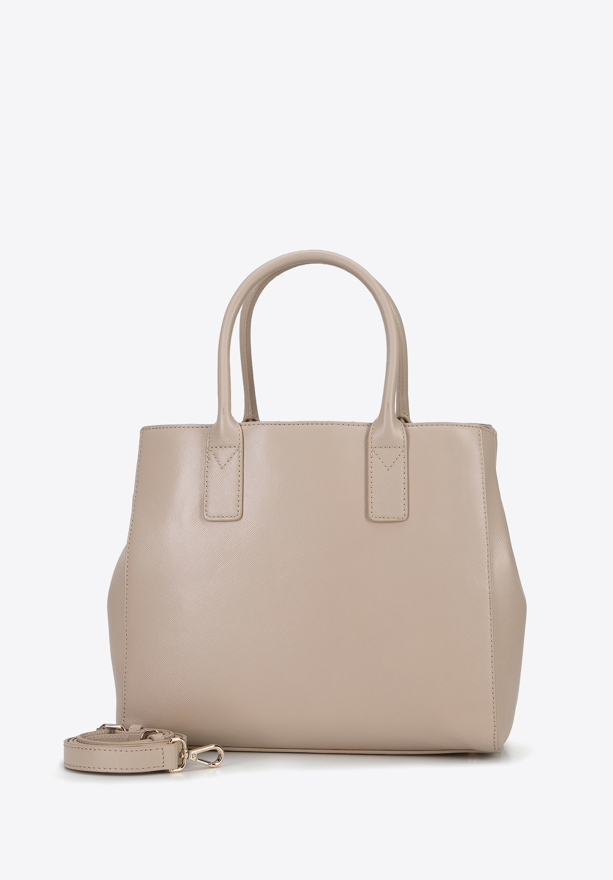 Köfferchen aus Saffiano-Leder mit zwei Fächern, beige, 96-4E-005-9, Bild 1