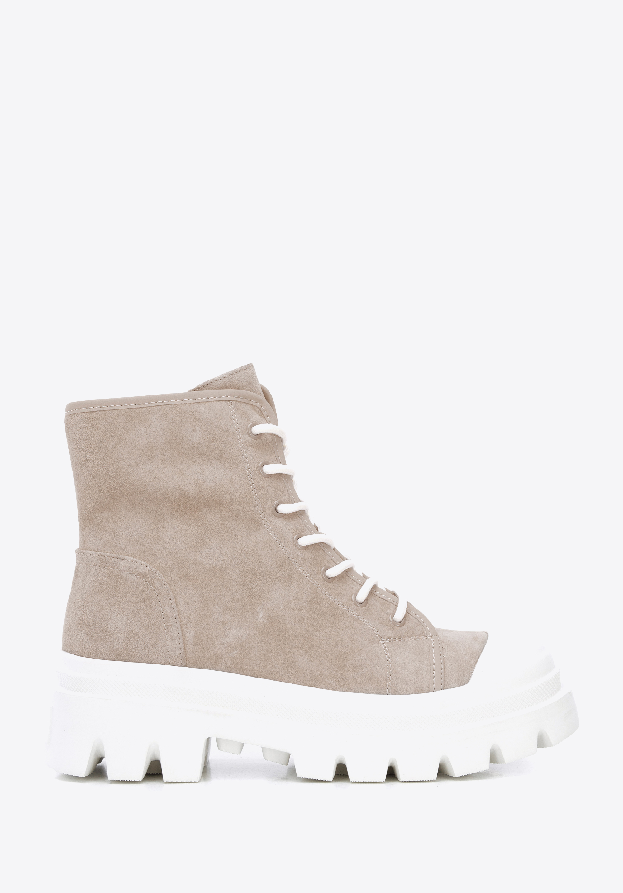 Trapperschuhe für Damen aus Nubukleder, beige, 96-D-961-9-35, Bild 1