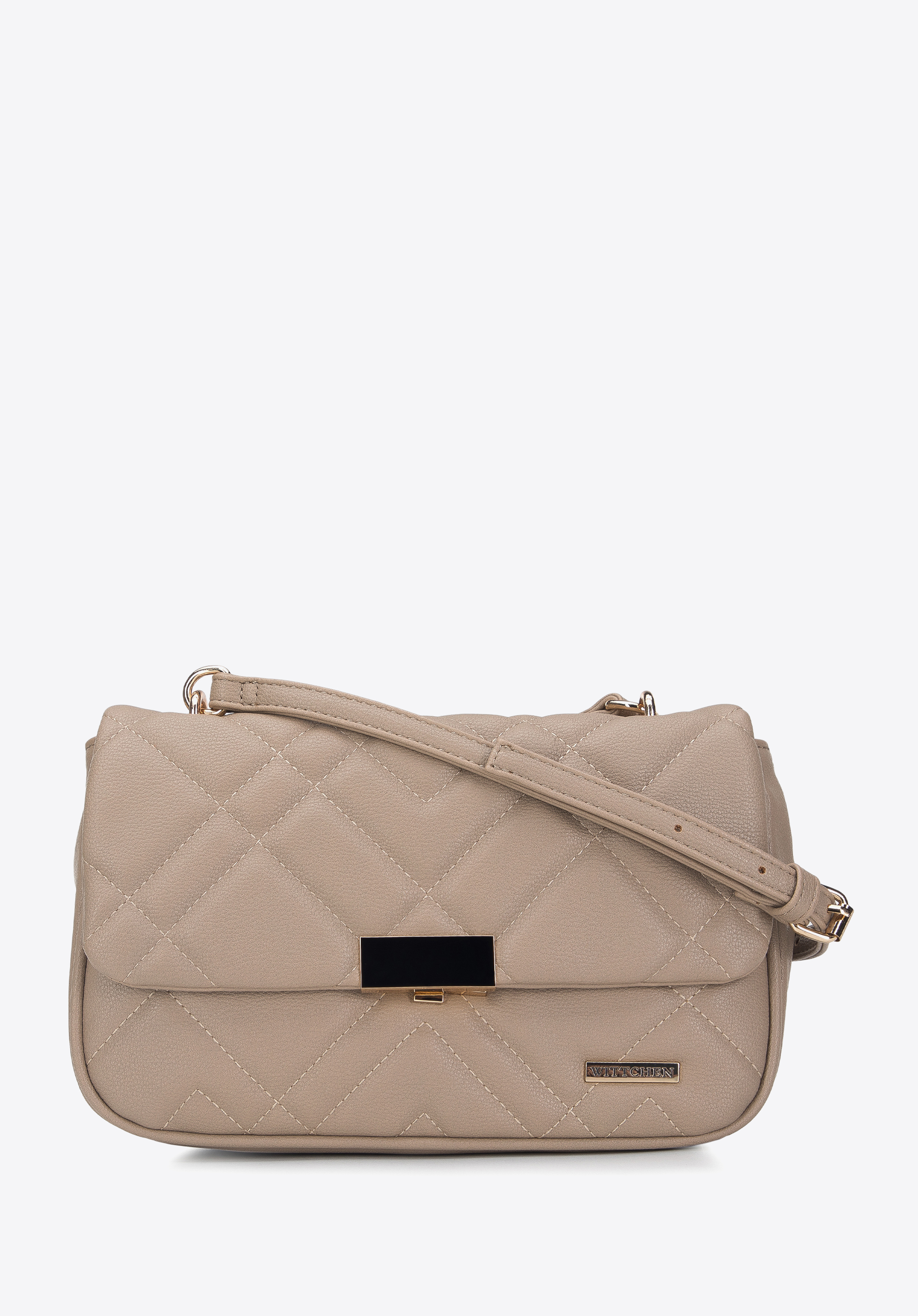 Umhängetasche für Damen aus diagonal gestepptem Kunstleder |WITTCHEN| 95-4Y-400, beige, 95-4Y-400-9, Bild 1