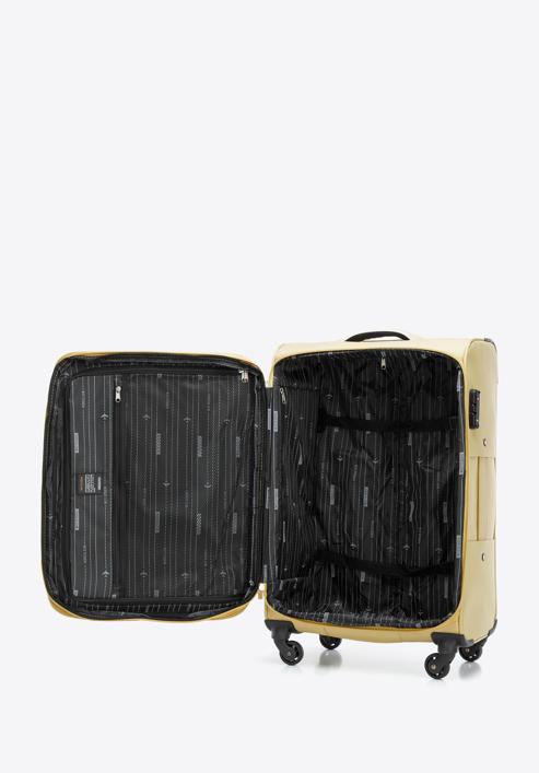 Weichschalenkoffer-Set mit glänzendem Reißverschluss, beige, 56-3S-85S-35, Bild 6