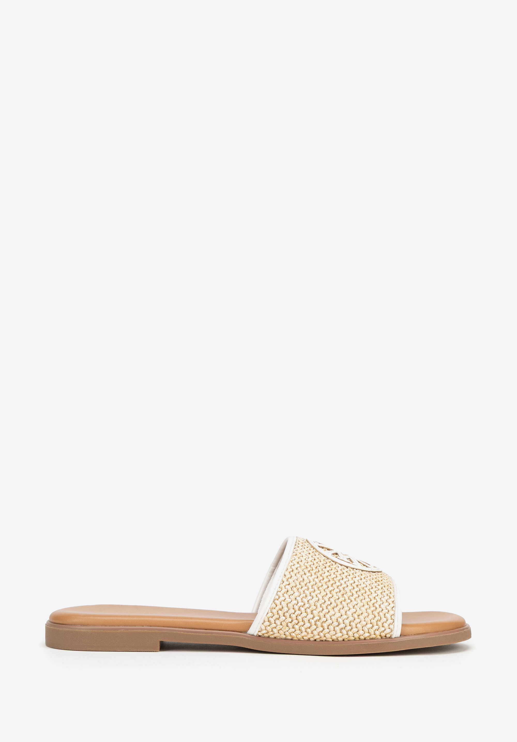 Damen-Flip-Flops aus geflochtenem Öko-Leder, beige-weiß, 100-DP-200-0-41, Bild 1