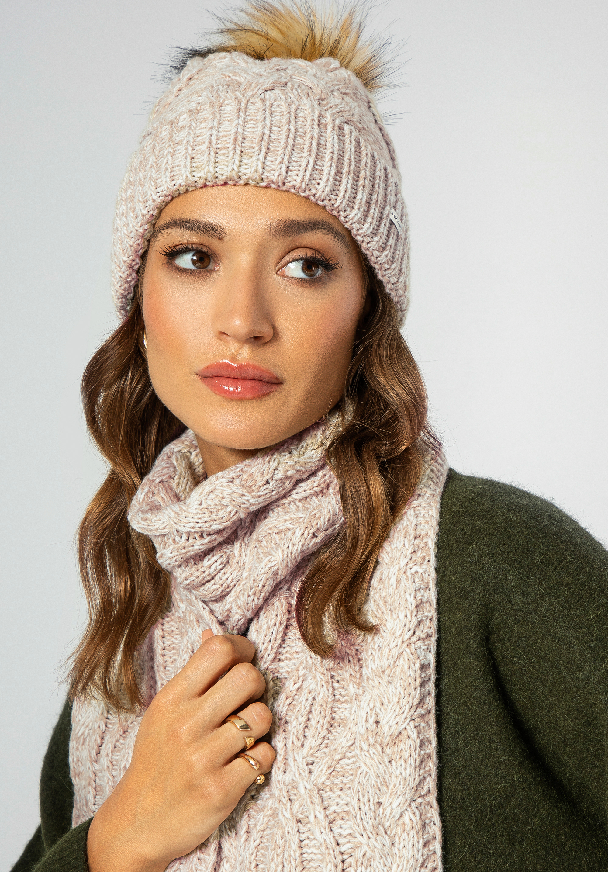 Damen-Winterset, beige-weiß, 99-SF-001-9, Bild 1