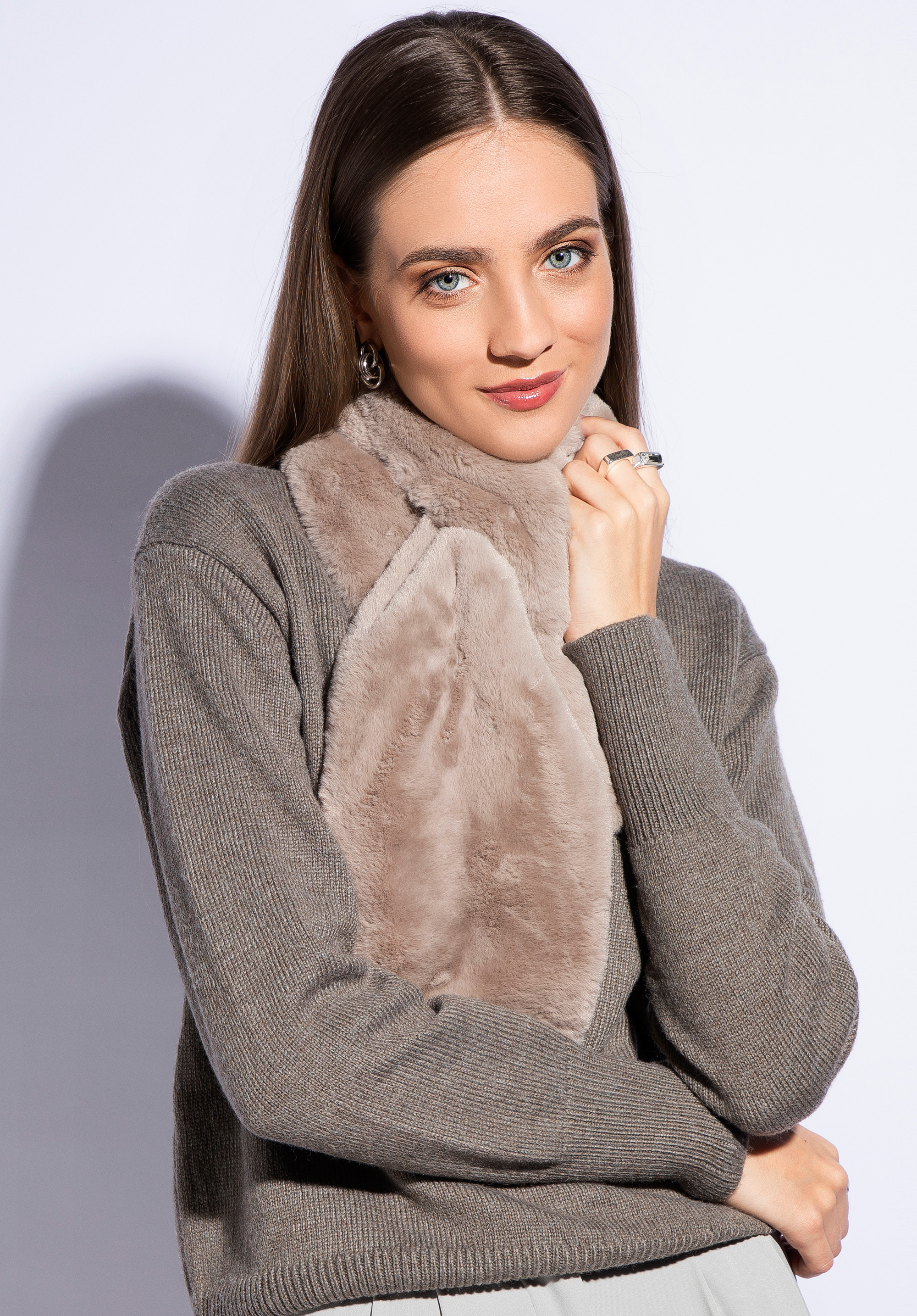 Damenschal mit Zebramuster, beige-weiß, 95-7F-006-9, Bild 1