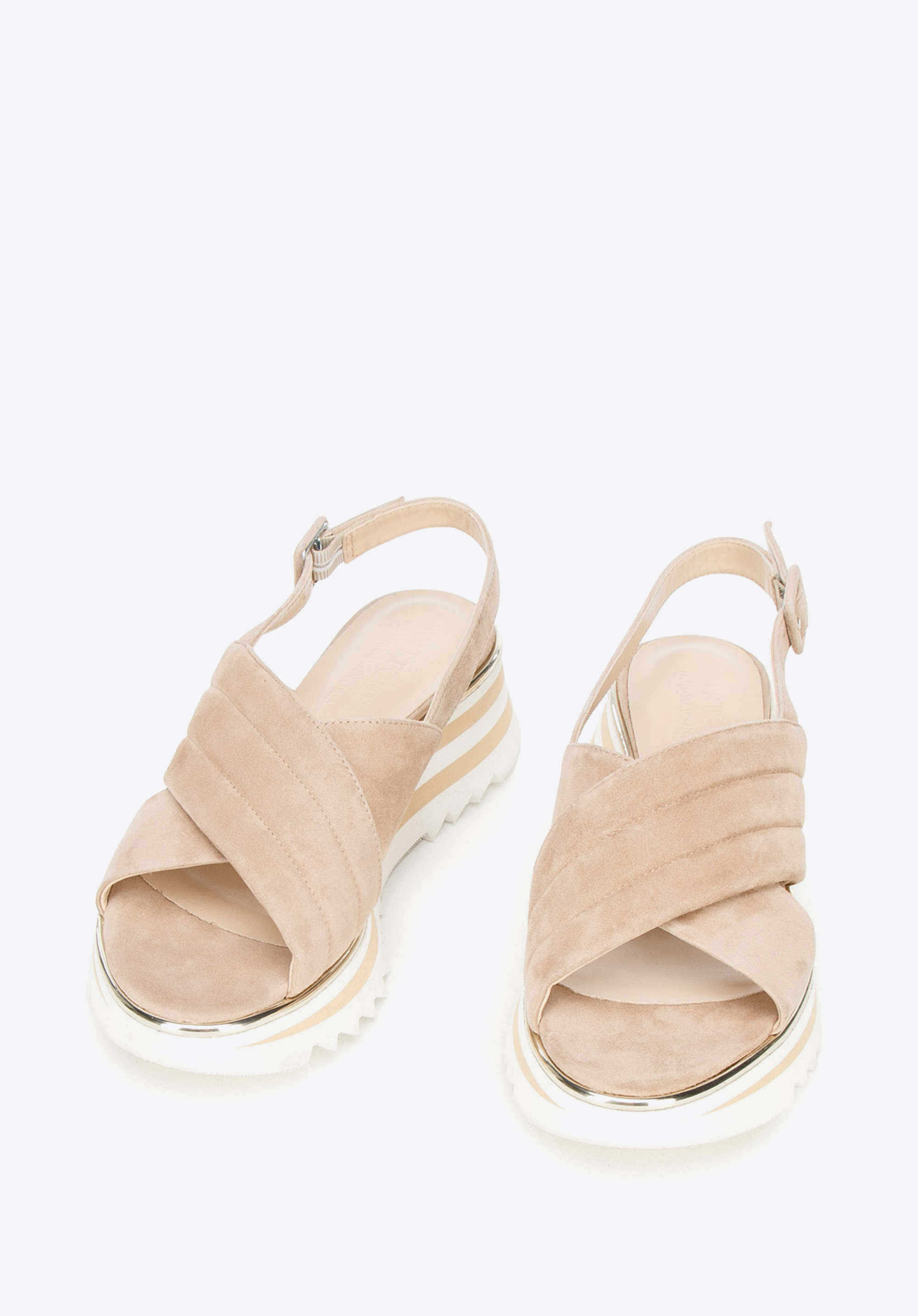 PLATEAU-SANDALE, beige-weiß, 92-D-118-9-37, Bild 1