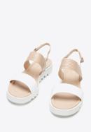 Plateau-Sandalen für Damen mit breiten Riemen, beige-weiß, 94-D-953-G-39, Bild 2