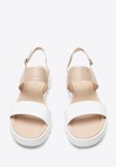 Plateau-Sandalen für Damen mit breiten Riemen, beige-weiß, 94-D-953-9-39, Bild 3