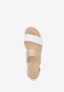 Plateau-Sandalen für Damen mit breiten Riemen, beige-weiß, 94-D-953-G-39, Bild 4
