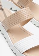 Plateau-Sandalen für Damen mit breiten Riemen, beige-weiß, 94-D-953-G-39, Bild 8