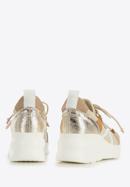 Sneakers für Damen aus elastischem Stoff mit Keilabsatz, beige-weiß, 95-D-657-9-40, Bild 4