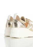 Sneakers für Damen aus elastischem Stoff mit Keilabsatz, beige-weiß, 95-D-657-9-37, Bild 8