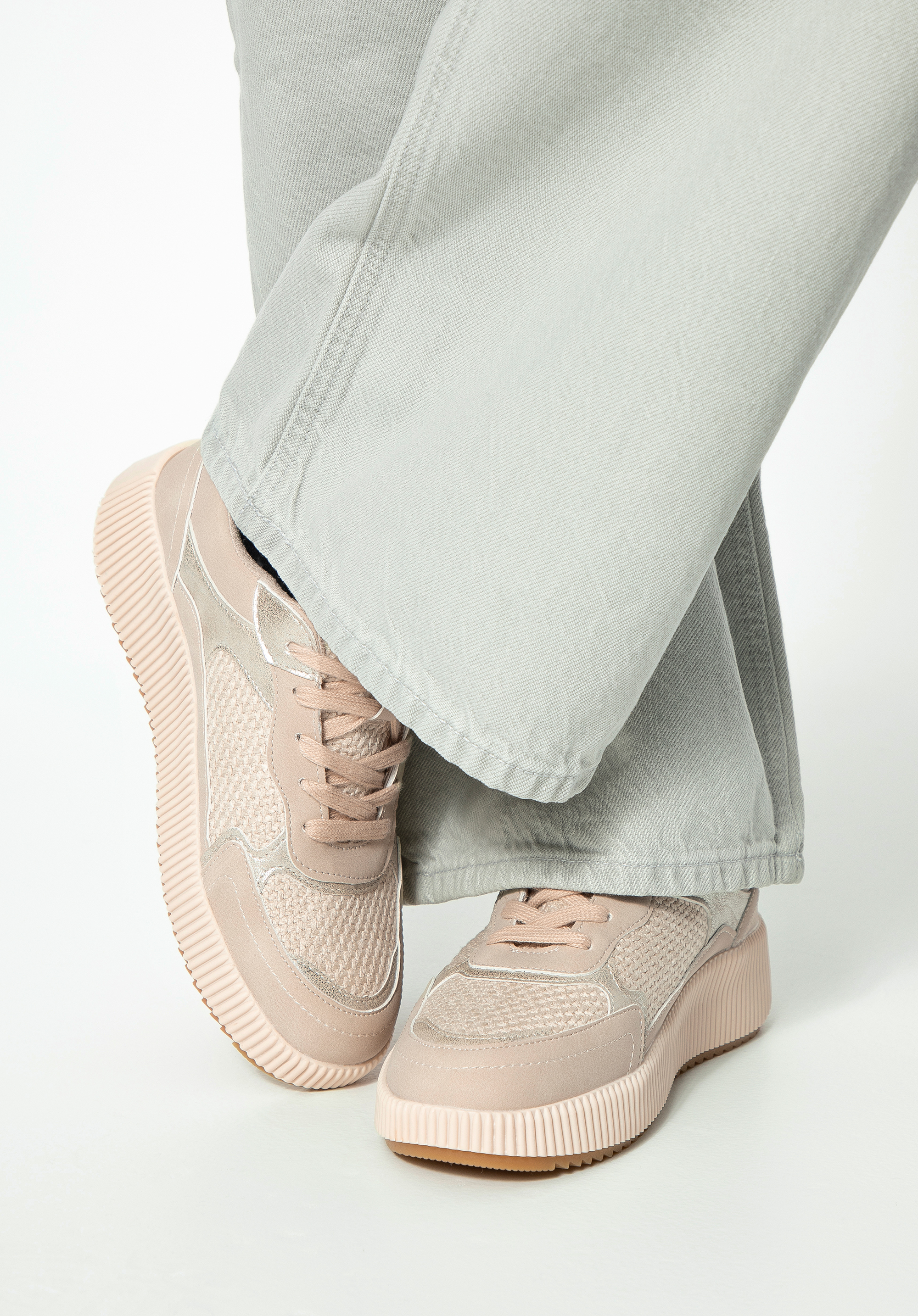 Adidași cu platformă groasă pentru femei, bej, 99-DP-402-8-38, Fotografie 1