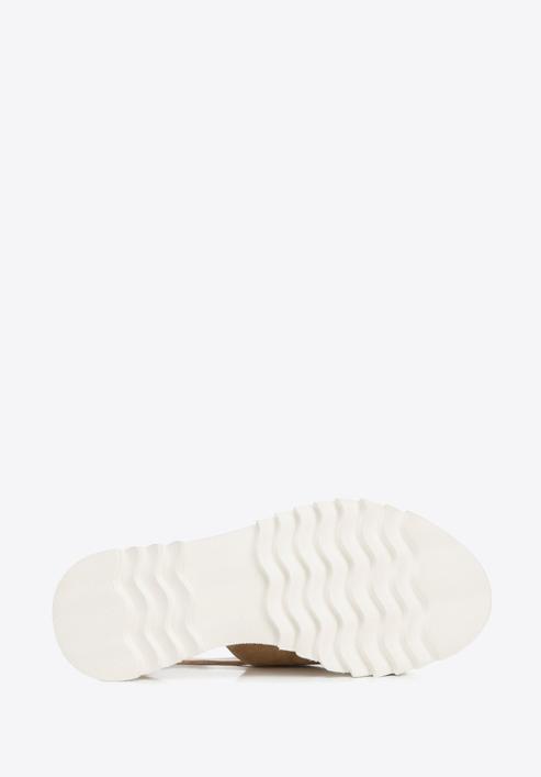 Sandale de damă din piele intoarsa pe platforma cu dungi, bej - alb, 92-D-118-9-39, Fotografie 6