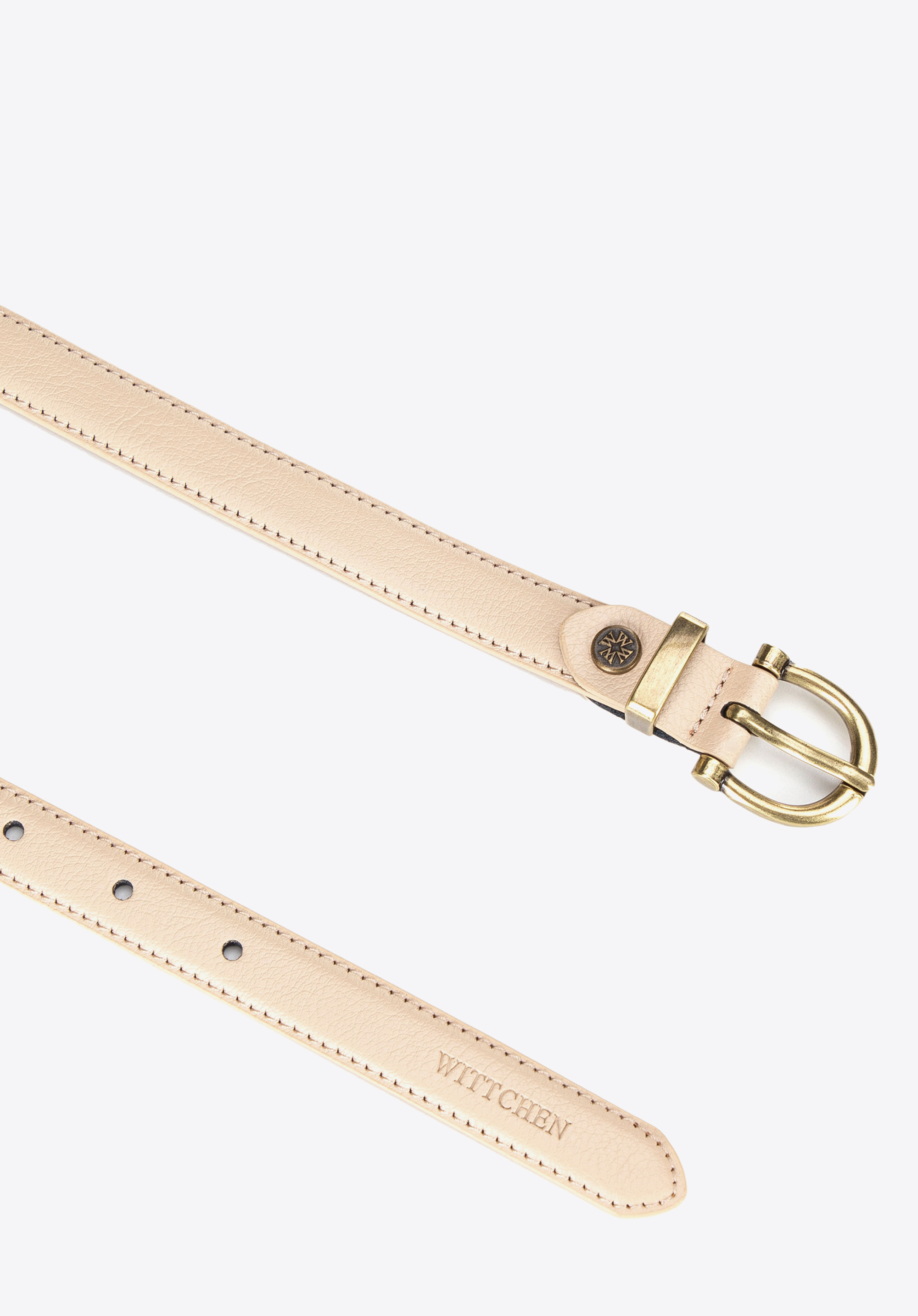 Curea din piele cu cataramă rotunjită, bej, 101-8D-201-89-M, Fotografie 1