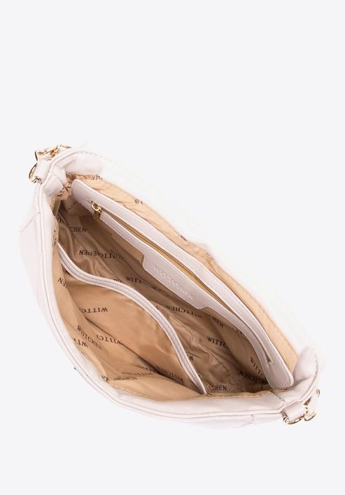 Geantă de damă matlasată cu clapă din piele artificială, bej deschis, 97-4Y-228-3, Fotografie 3
