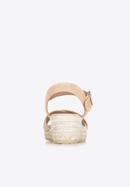 Sandale de damă din piele întoarsă, cu talpă groasă înfășurată cu șnur, bej deschis, 88-D-504-9-41, Fotografie 6