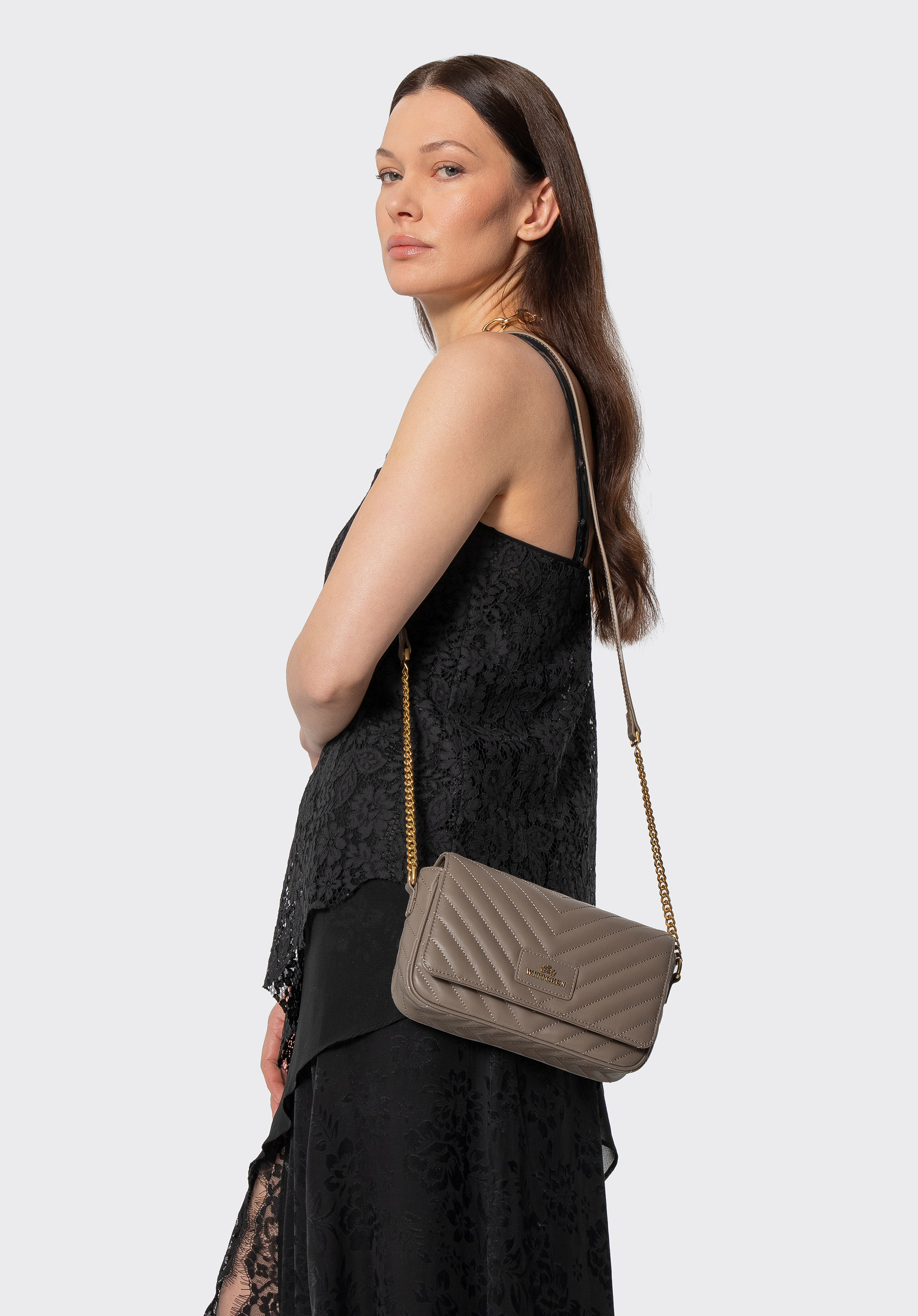 Geantă crossbody pentru femei cu detalii cusături, bej, 102-4E-204-9, Fotografie 1