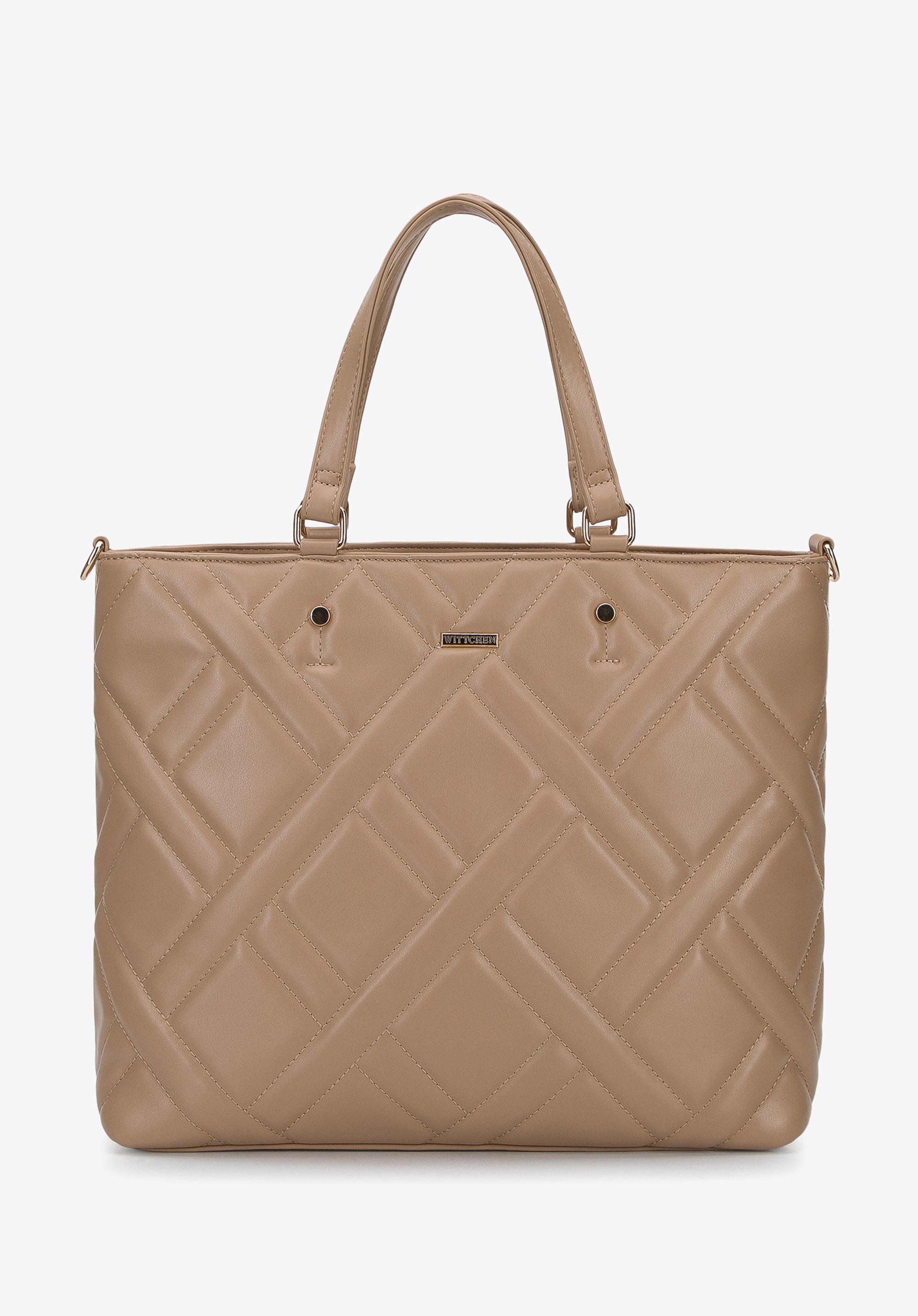 Geantă shopper cu partea frontală matlasată geometric