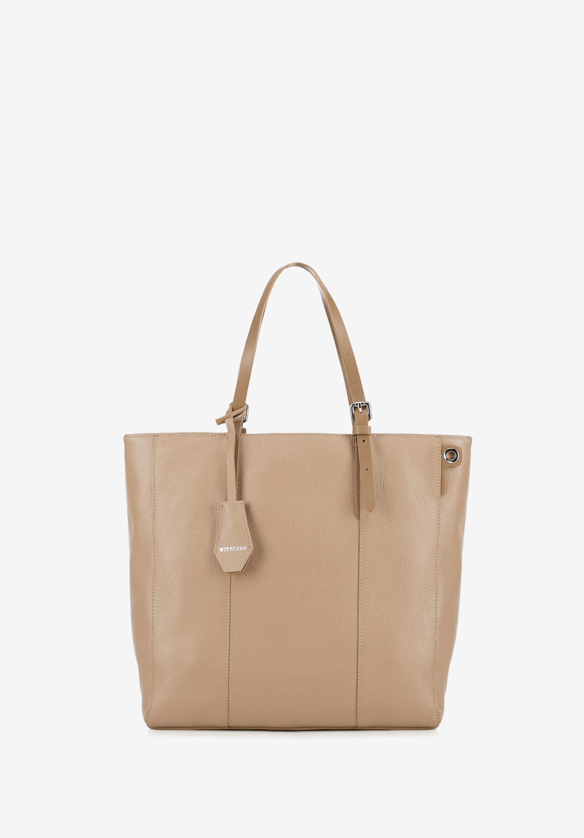 Geantă shopper din piele, clasică, bej, 90-4E-001-9, Fotografie 1