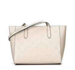 Geantă shopper din piele cu monogramă, bej deschis, 96-4E-630-9, Fotografie 1