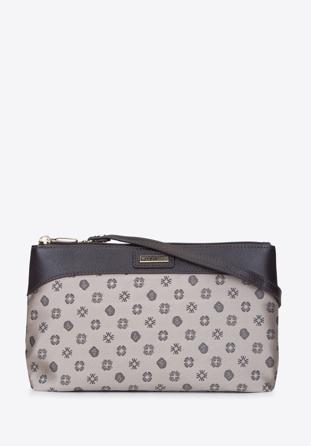 Geantă crossbody cu monogramă și piele jacquard, bej, 93-4-250-9, Fotografie 1