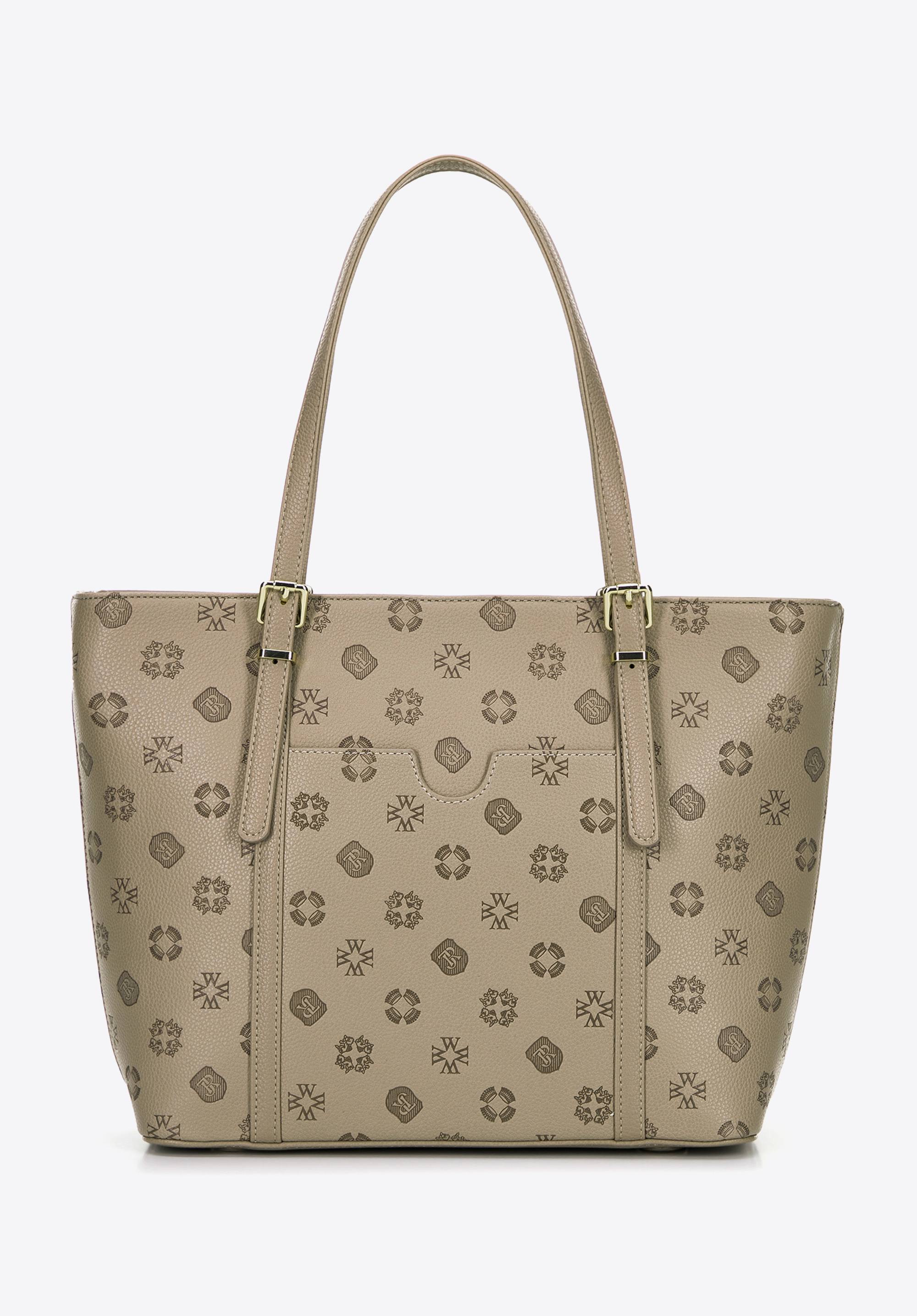 Geantă de damă din piele ecologică cu relief, bej, 101-4Y-P05-9, Fotografie 1