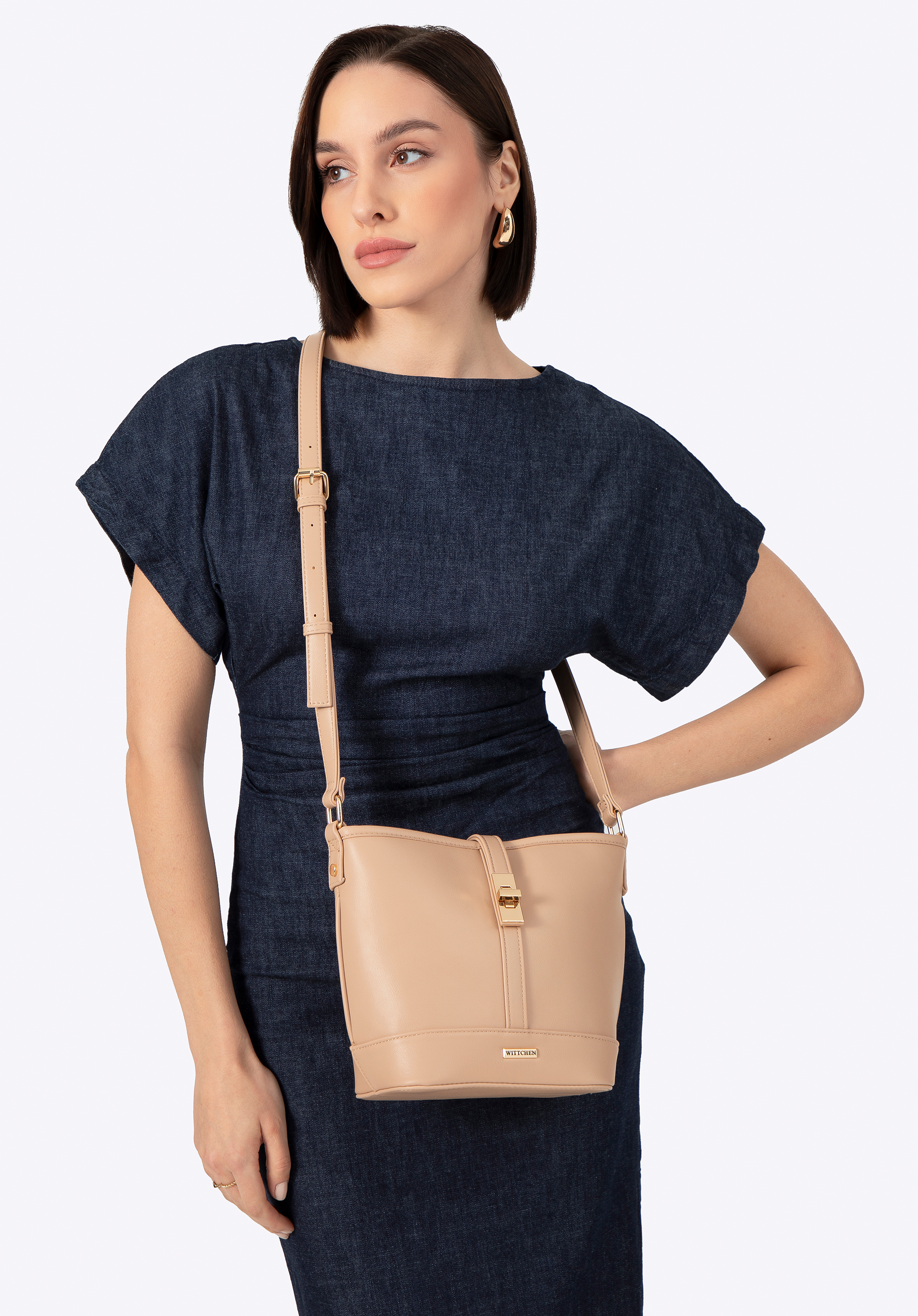 Geantă tip sac de damă, bej, 100-4Y-201-9, Fotografie 1