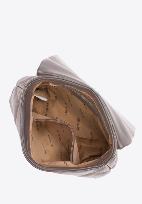 Geantă matlasată din piele artificială cu curea cu lanț, bej, 97-4Y-619-3, Fotografie 3