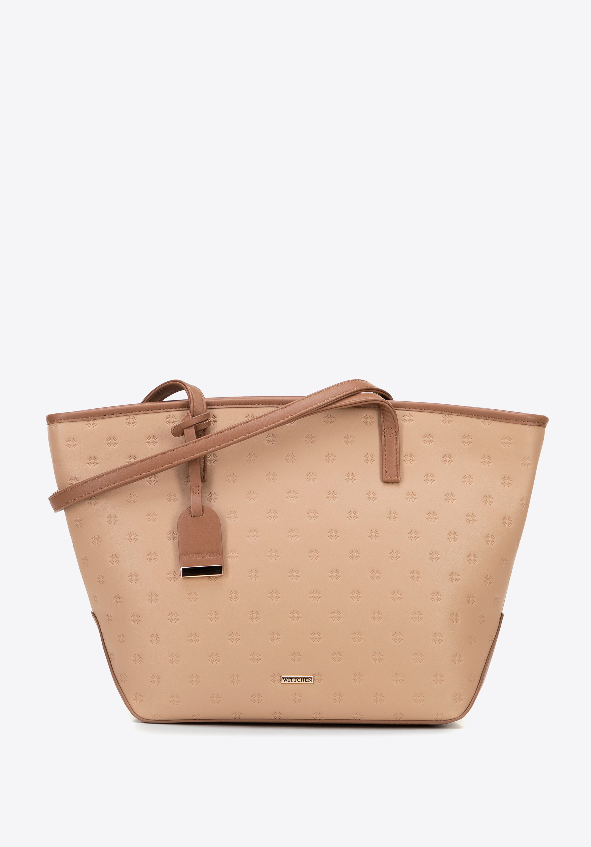 Geantă shopper cu model embosat, bej, 100-4Y-219-9, Fotografie 1