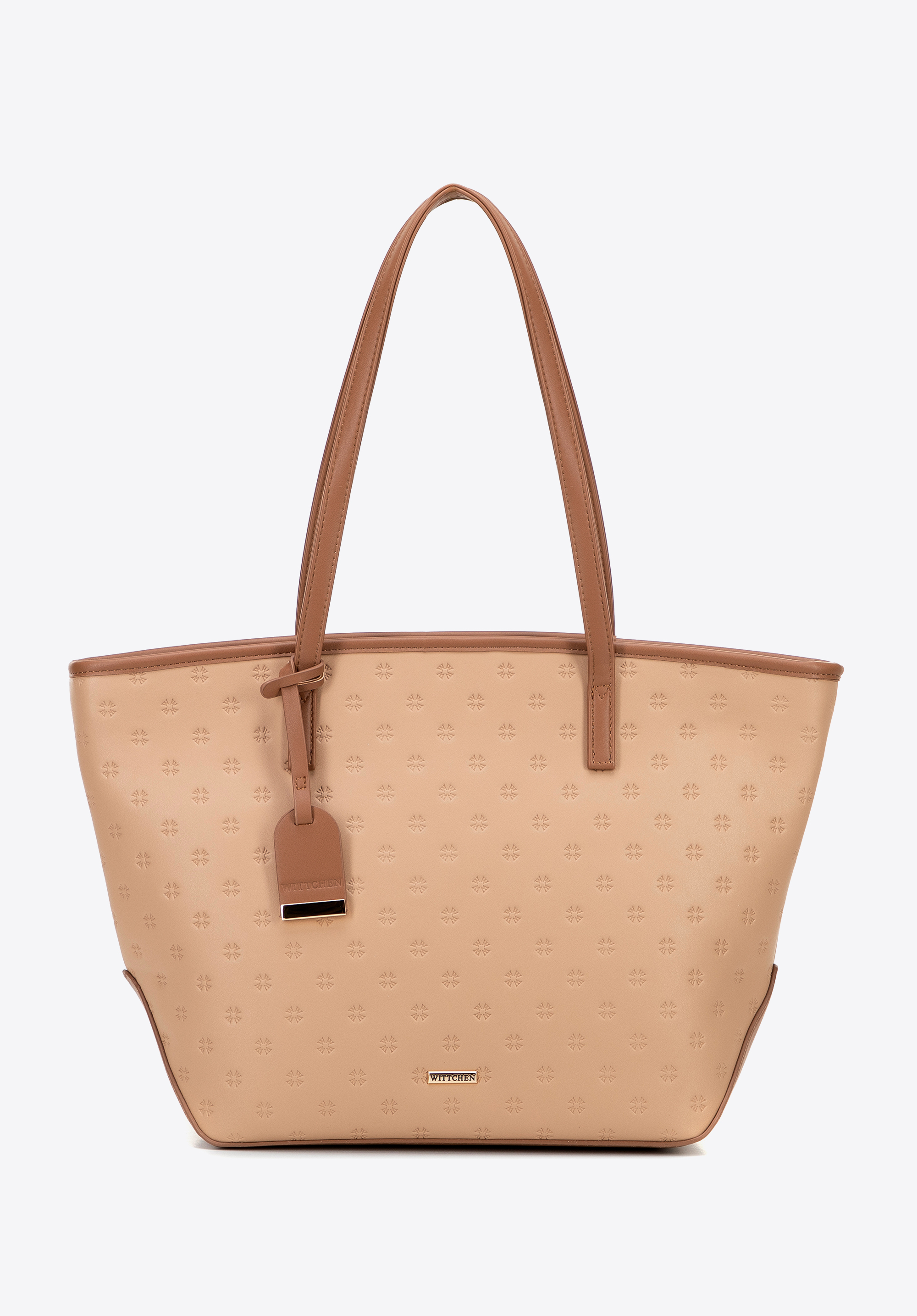 Geantă shopper cu model embosat, bej, 100-4Y-219-9, Fotografie 1