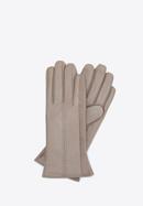 Mănuși de piele de damă cu inserții din piele intoarsa, bej, 39-6-559-LB-M, Fotografie 1
