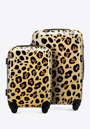 Set de valize ABS cu imprimeu animal print, bej - maro, 56-3A-64S-L, Fotografie 1