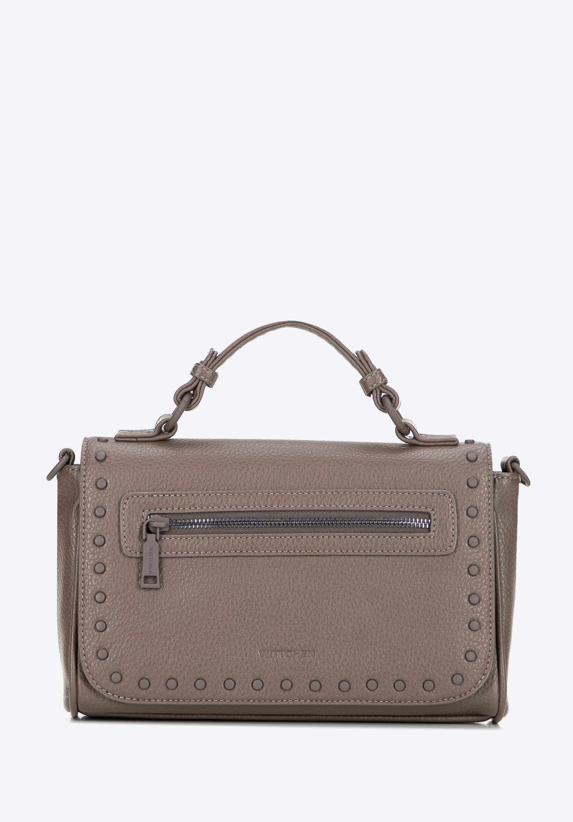 Geantă crossbody pentru femei din piele ecologică cu clapă decorativă, bej închis, 101-4Y-701-9, Fotografie 1