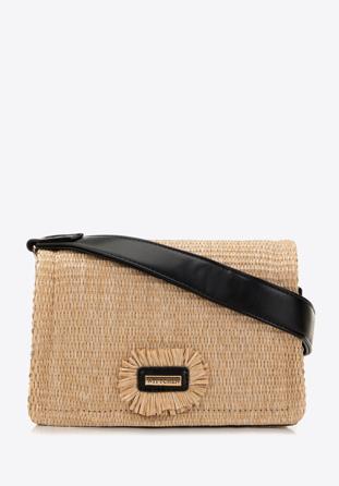 Geantă de damă tip crossbody cu efect țesut, bej - negru, 98-4Y-403-91, Fotografie 1