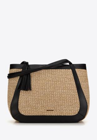 Geanta shopper mare din imitatie de piele, bej - negru, 98-4Y-405-91, Fotografie 1