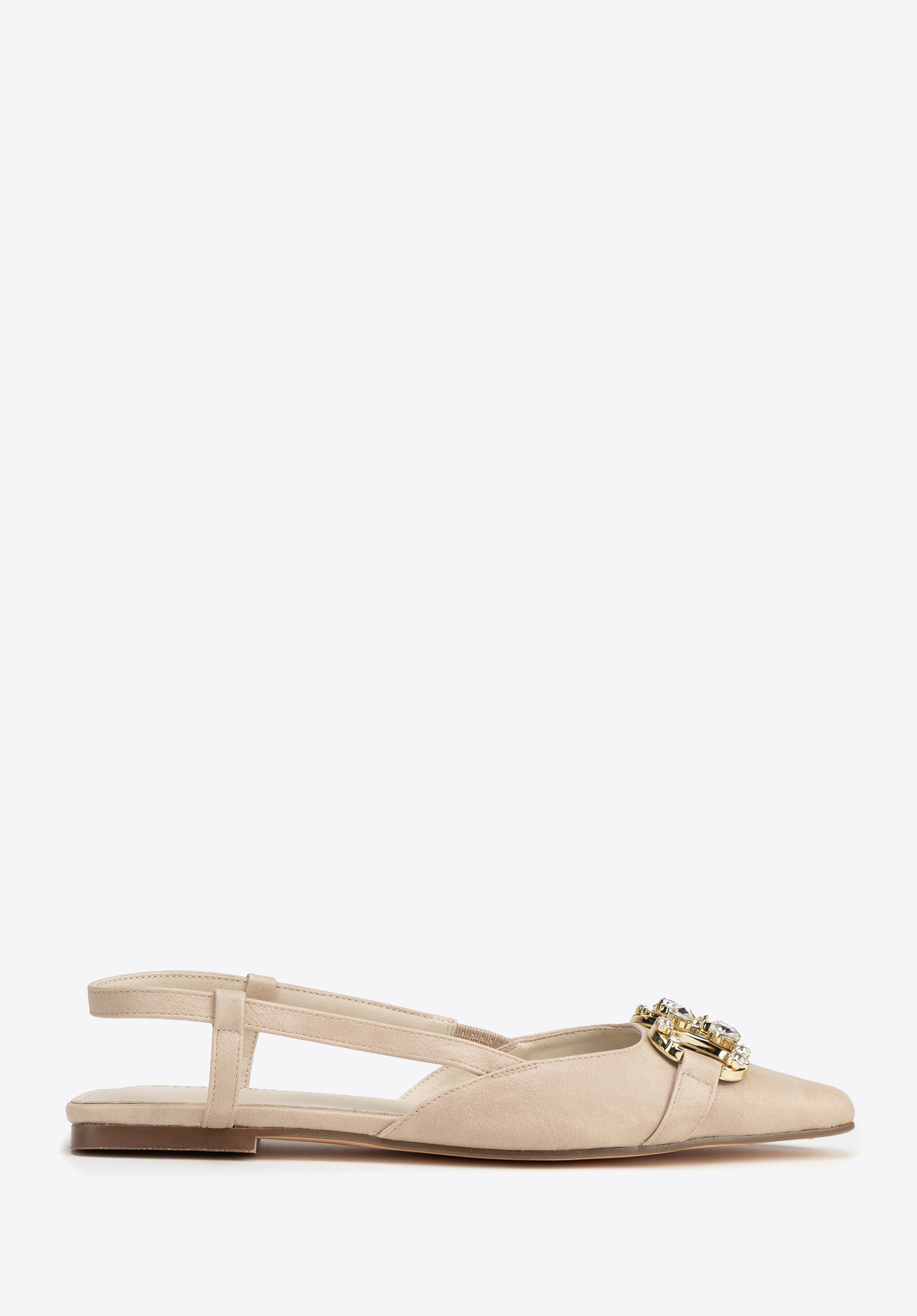Pantofi damă tip stiletto cu detaliu bijuterie, bej, 100-DP-206-9-38, Fotografie 1
