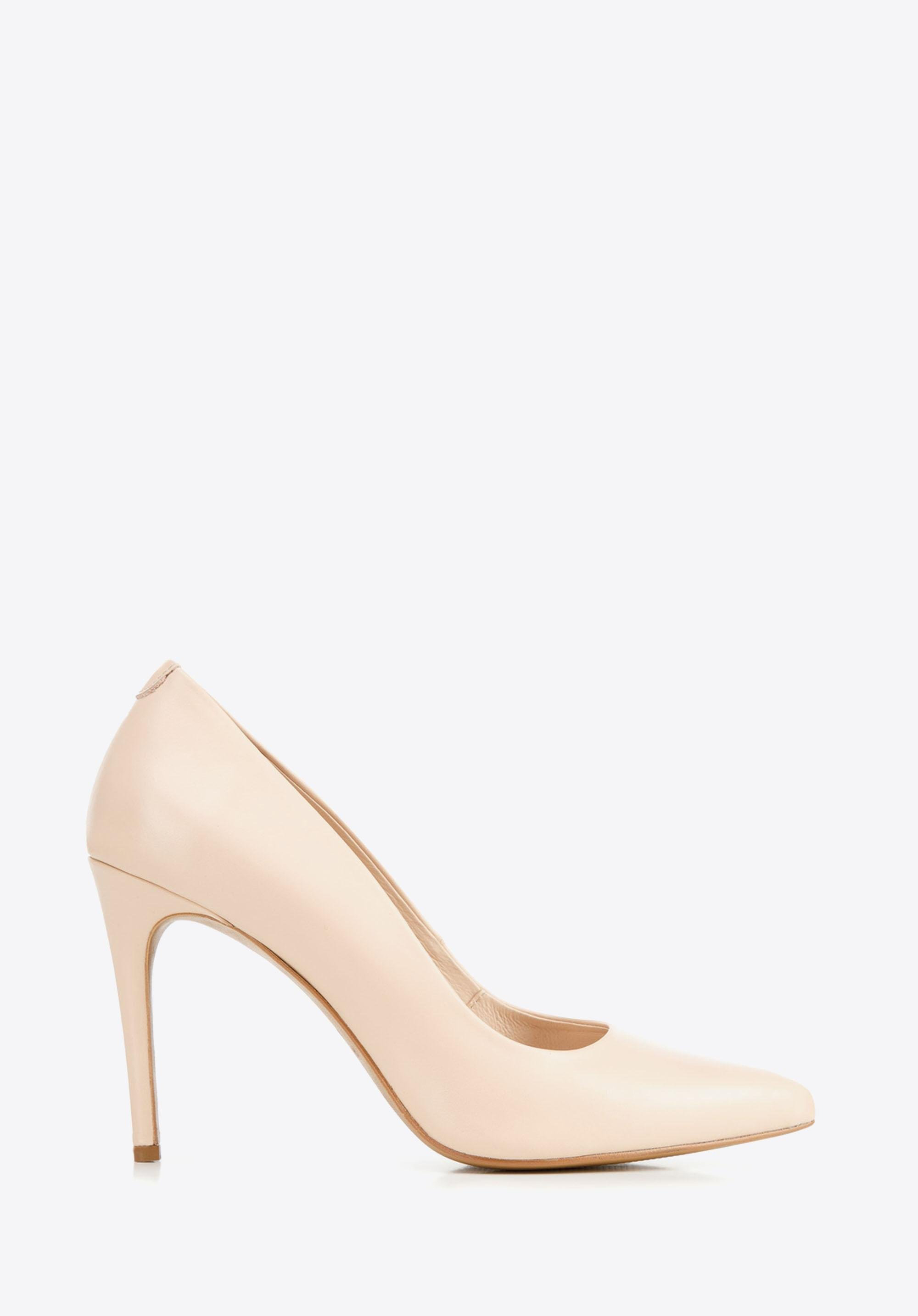 Pantofi stiletto clasic din piele, bej, BD-B-810-9-41, Fotografie 1