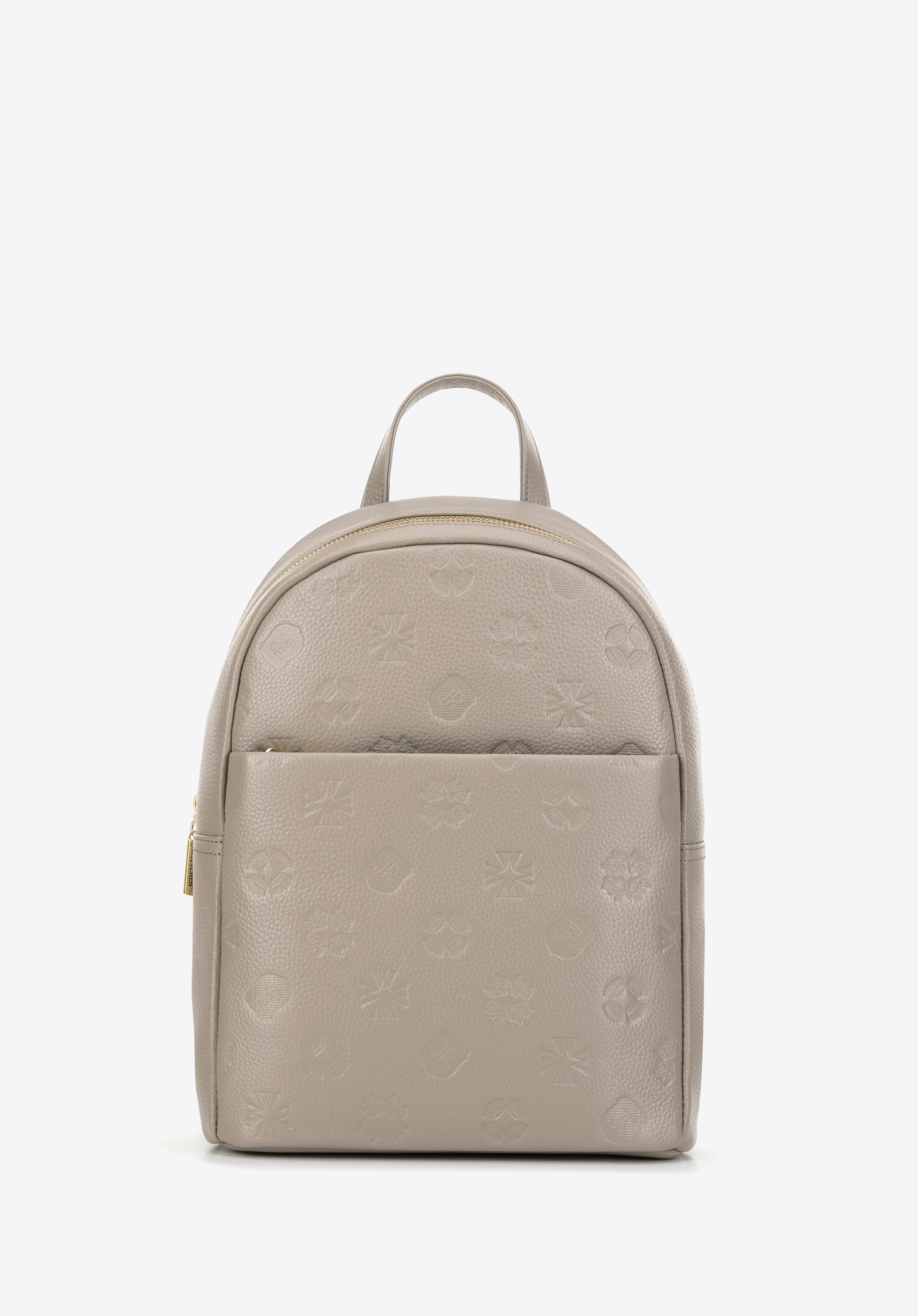 Rucsac de damă din piele cu monogramă, bej, 99-4E-614-99, Fotografie 1