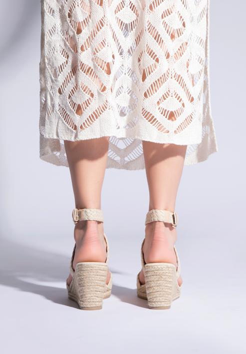 Sandale cu platformă pentru femei cu curele împletite, bej, 96-DP-802-1-38, Fotografie 4