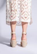 Sandale cu platformă pentru femei cu curele împletite, bej, 96-DP-802-1-37, Fotografie 4