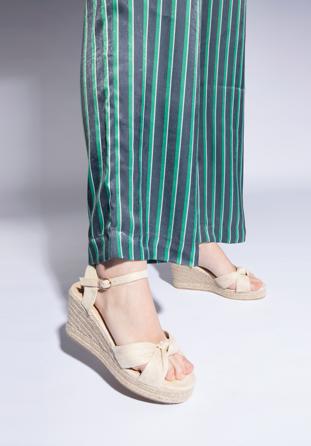 Sandale cu platformă pentru femei cu noduri decorative, bej, 96-DP-803-9-36, Fotografie 1