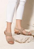 Sandale de damă din piele întoarsă matlasată, bej, 92-D-121-9-37, Fotografie 22