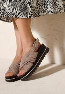 Sandale de dama din piele intoarsa pe platforma, bej, 92-D-113-8-38_5, Fotografie 21