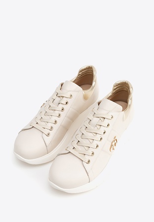 Women''s leather trainers, bej, 100-D-101-9-40, Fotografie 1