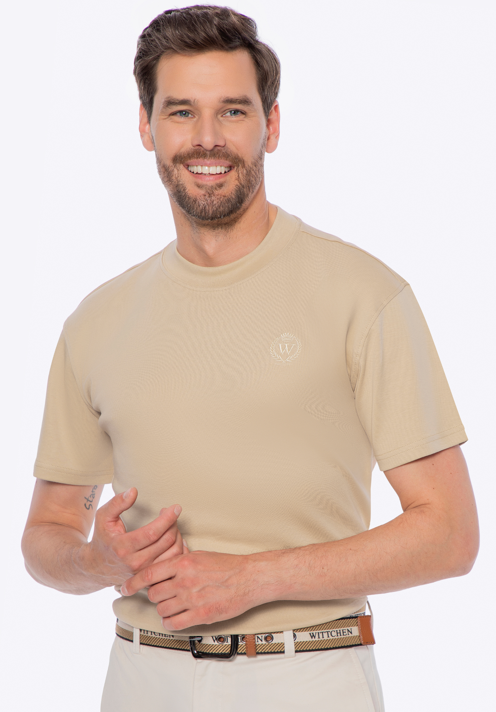 Tricou bărbătesc din bumbac, bej, M0-99-100-9-XL, Fotografie 1