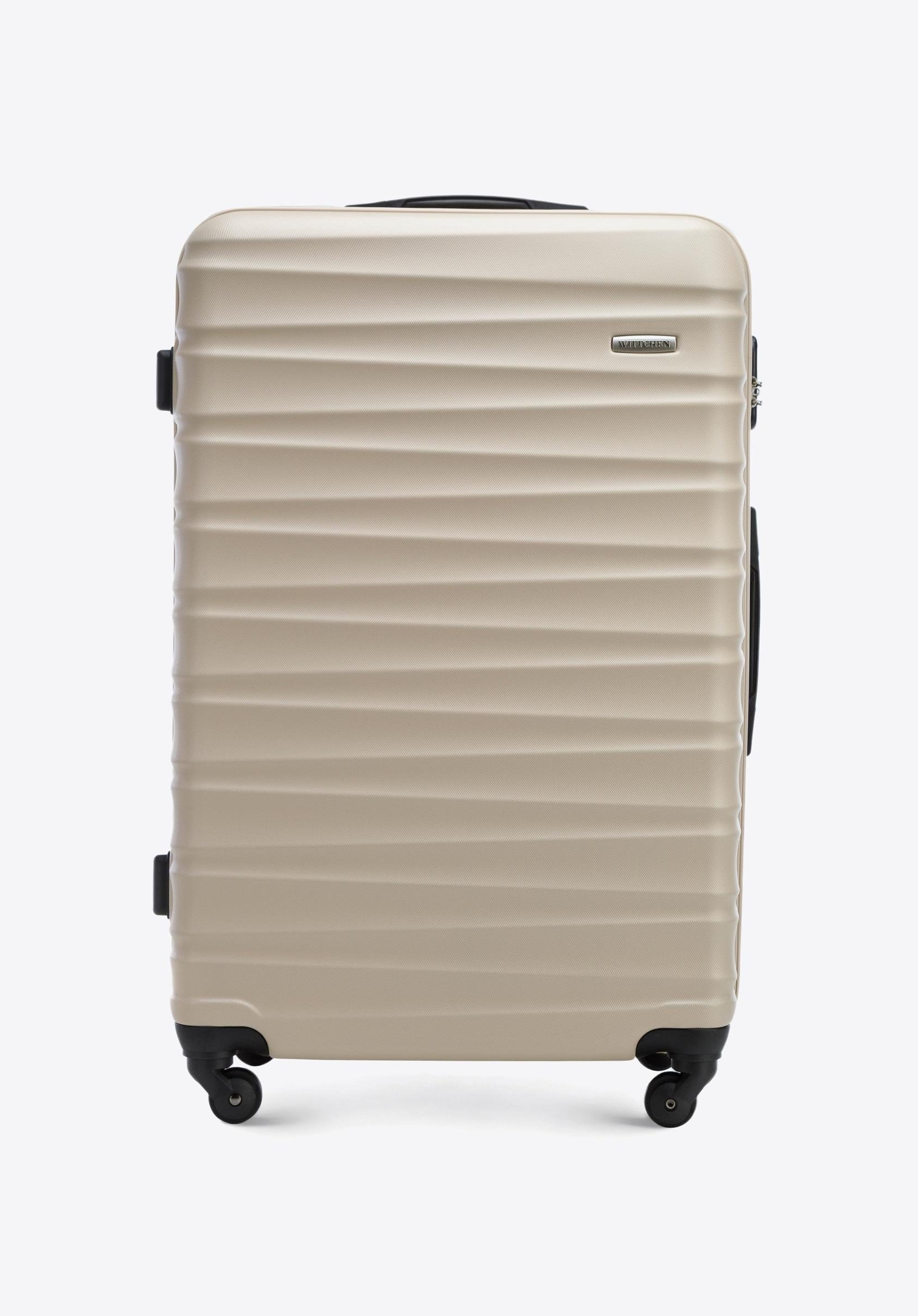 Valiză mare din ABS cu striații, bej, 56-3A-313-86, Fotografie 1