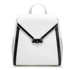 Женский кожаный рюкзак с клапаном в форме конверта, бело-черный, 92-4E-312-0, Фотография 1
