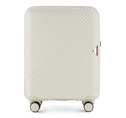 Ручной чемодан из поликарбоната в полоску, белый, 56-3P-841-88, Фотография 1